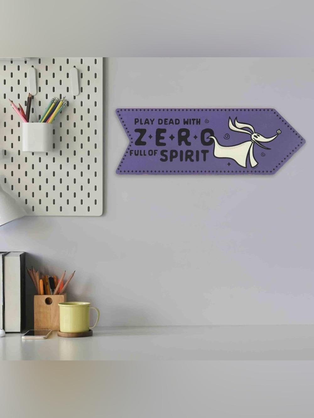 Nightmare Before Christmas Purple Zero Ghost Arrow Wall Sign 💜🐾👻